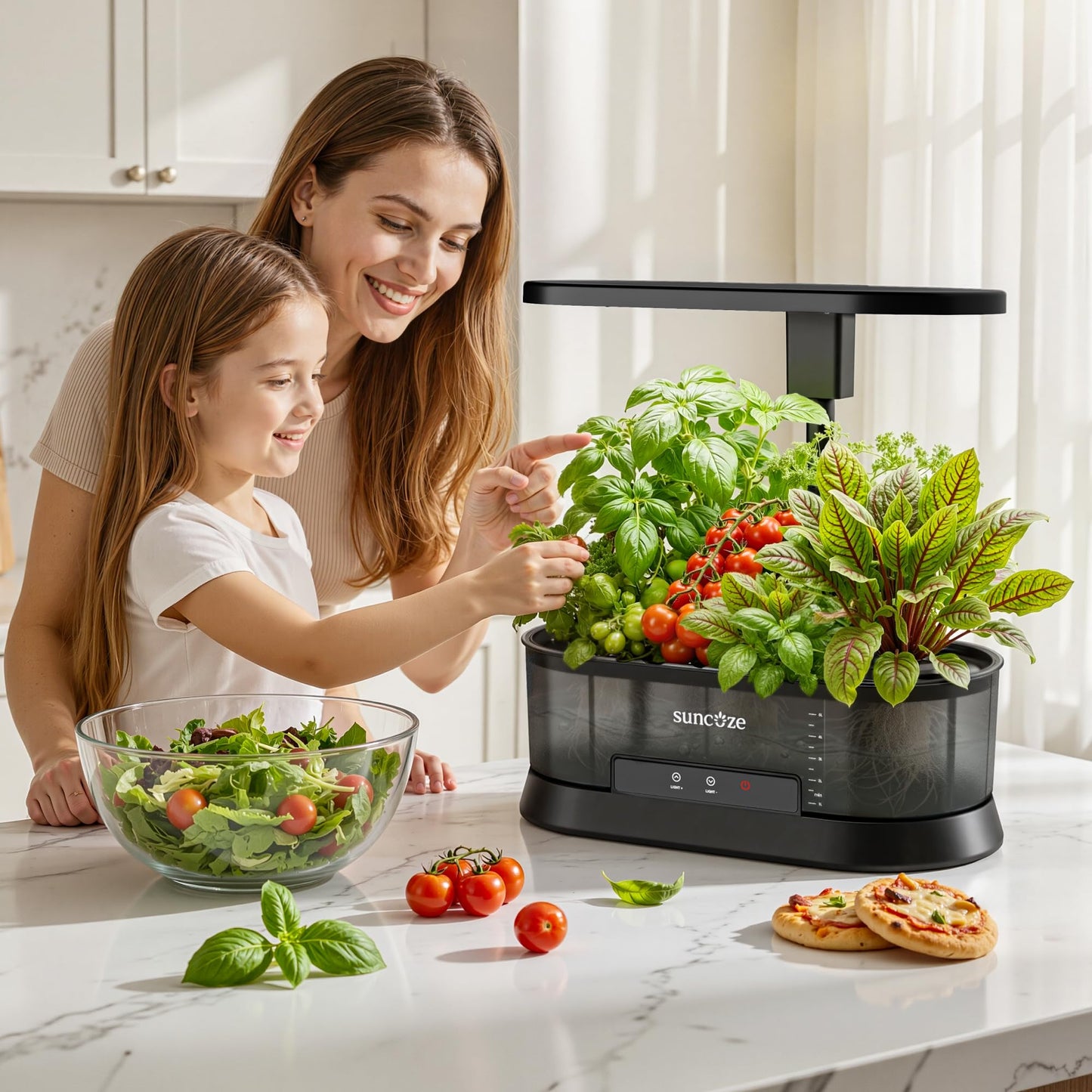SUNCOZE Hydroponics Growing System with Removable Tank, 36W Dimmable Full Spectrum LED Grow Light, 12 Pods Indoor Herb Garden with 5L Split Water Tank, 21.6" Height Adjustable Hydroponic Garden