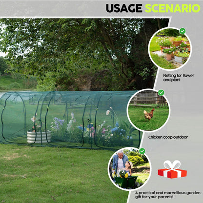 Poray Large 12.3X4FT Tunnel Plant Netting Cover,4.1FT Tall Crop Cage Tomato Netting for Vegetables&Fruits,Durable Gardening Net for Plant and Animals