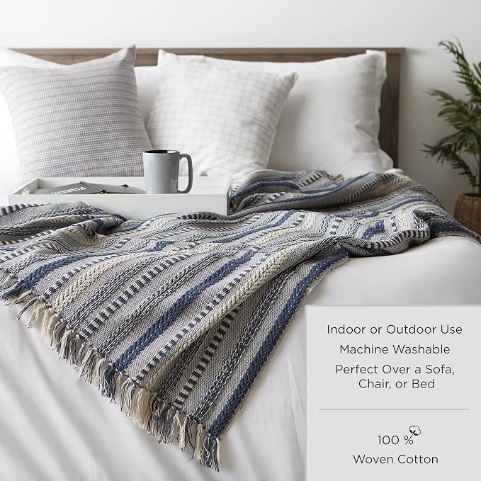 DII Chevron Throw Collection Handloomed Cotton, 50x60, Tango Red