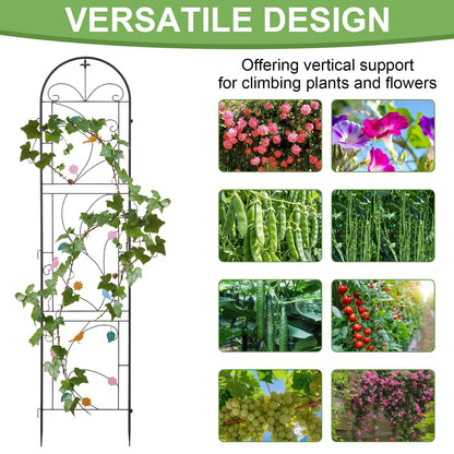 unho 2 Pack 84x19in Trellis for Climbing Plants Outdoor Iron Arch Decoration Garden Trellis with Black Metal Coating for Supporting Climbing Plants Outdoor, Roses, Vines, Flowers, and Vegetables