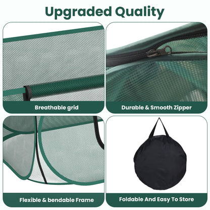 2-Pack Raised Garden Bed Covers, 45" x 22" x 17" Mesh Crop Cage, Pop-Up Plants Cover with 30% Shade Cloth for Seedlings Vegetables Fruits Flowers, Protects Against Birds Animals Pests with 16 Stakes