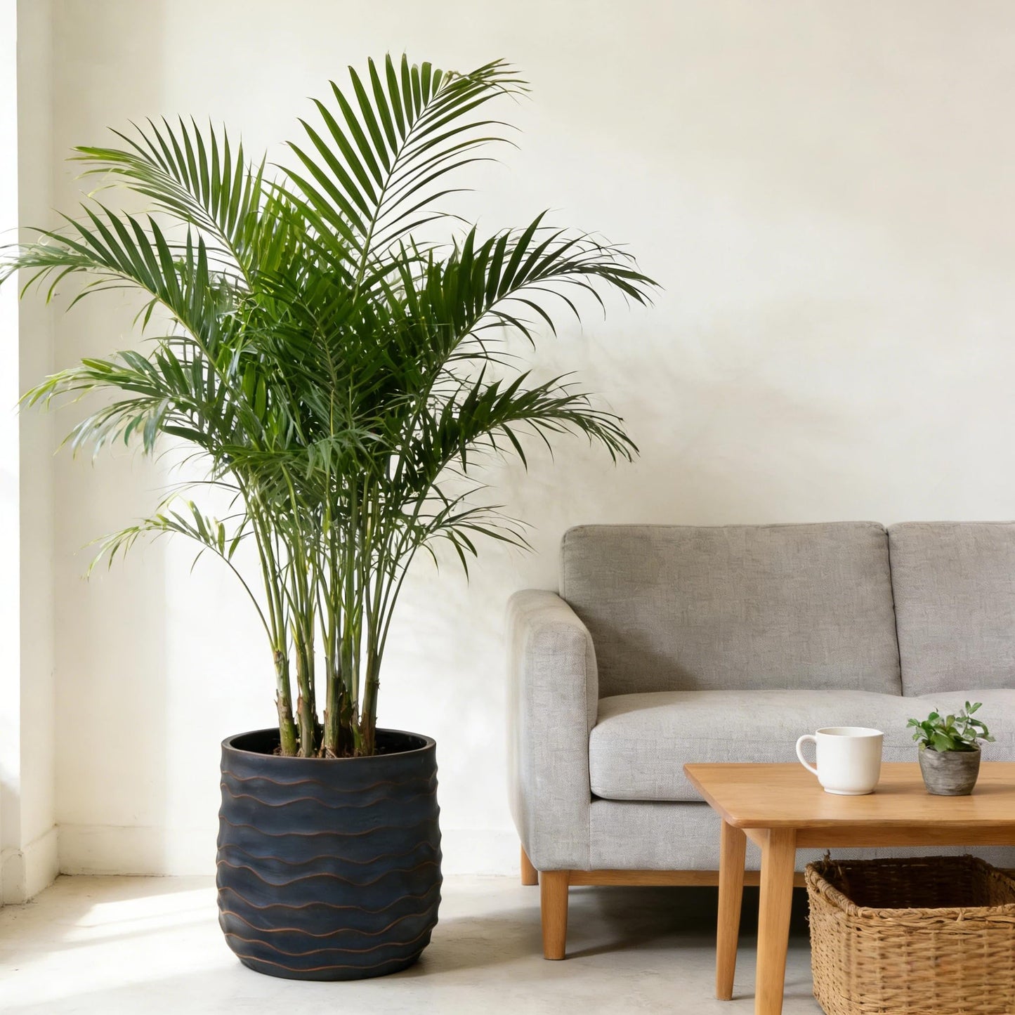GDFStudio Set of 2 Large Round Planters for Indoor Outdoor Use, Lightweight MGO Flower Pots with Drainage Hole, Textured Modern Plant Pots for Orchid Succulent Patio Balcony Garden, Copper Grey-Blue