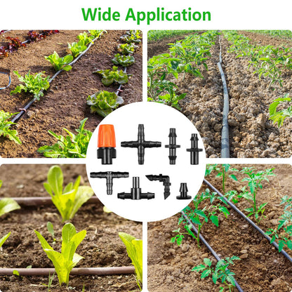 250 Pcs Drip Irrigation Fittings Kit for 1/4" Tubing：Gardrip 1/4 Inch Drip Irrigation Barbed Connectors (Nozzles, Nozzle Tees, Single Barbs, Couplings, Tees, Elbows, Plugs, Crosses) for Garden Systems