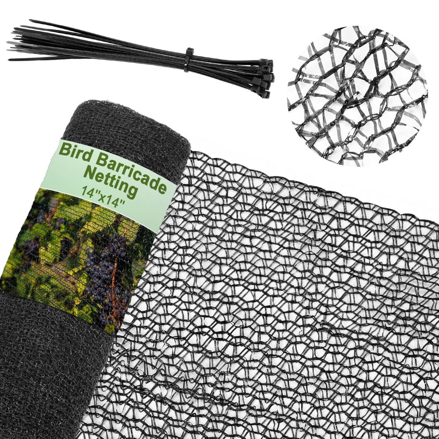 Wesnoy Bird Netting for Garden 14 x 14 ft Garden Netting with 1/4 Inch Mesh Heavy Duty Gardening Protection Mesh for Fruits, Vegetables, Trees, Flowers, Deer, Shields Plants from Birds