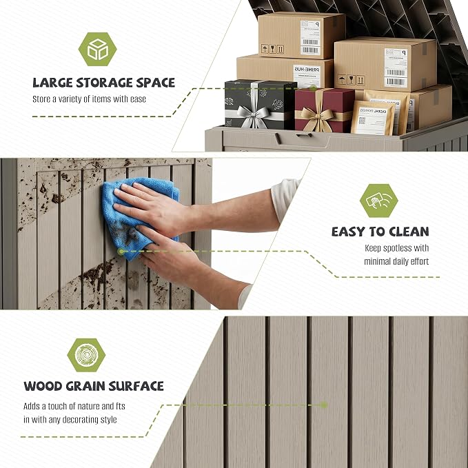 55 Gallon Outdoor Package Delivery Box Waterproof with Lockable, Weatherproof Secure Parcel Drop Box for Porch, Resin Outside Storage Boxes Grey