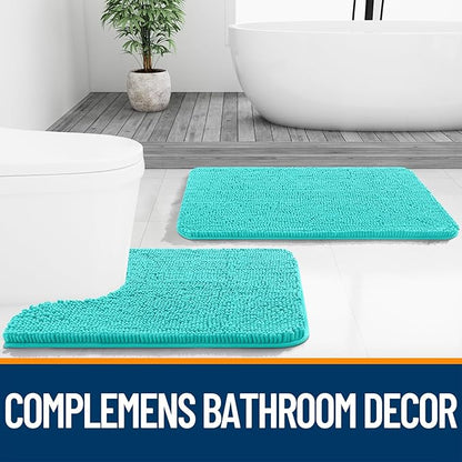 OLANLY Bathroom Runner Rugs 70x24, Extra Soft Absorbent Chenille Bath Rugs, Rubber Backing Quick Dry, Machine Washable Long Bath Mats for Bathroom Floor, Tub and Shower, Home Decor Accessories, Teal