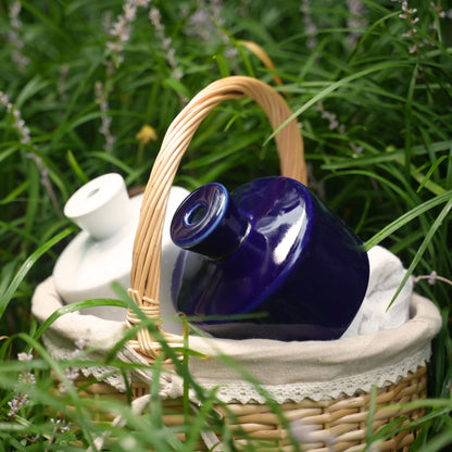 Manykettle Watering Bell Thumb Pot Thumb Watering Cans Ornamental Plant Thumb Watering Hand-Painted Ceramic vase Ceramic Watering Bell Decor Indoor Outdoor House Warming Gifts(Deep Blue 19 fl oz)