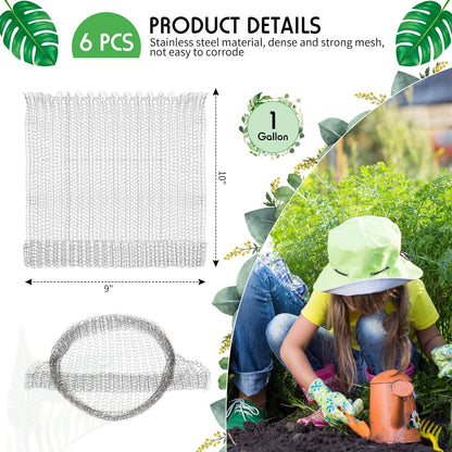 Shappy 10 Pieces Root Guard Gopher Baskets 1 Gallon Stainless Steel Plant Wire Mesh Gopher Cages Anti Vole Animal Plant Baskets