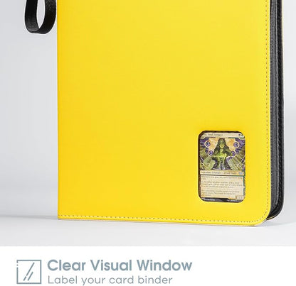 ProCase 900 Pockets Card Binder with Clear Window for Trading Cards, 9 Double Sided Pockets Cards Colletction Album Holder with Removable Sleeves for MTG, TCG, Sports Cards, Football Cards-Yellow
