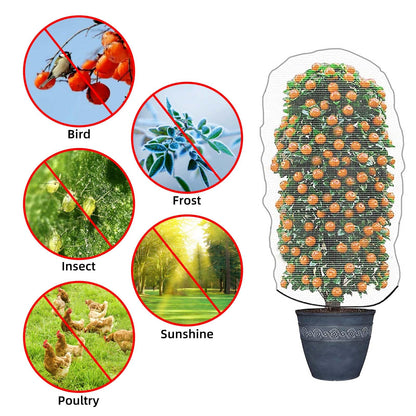 PDGROW Garden Mesh Netting for Plants, 4 Pack Insect Bird Barrier Net Mesh with Drawstring, 3.3x2.6 FT Garden Bug Netting Plant Cover for Protect Fruit Tree Vegetable Flower