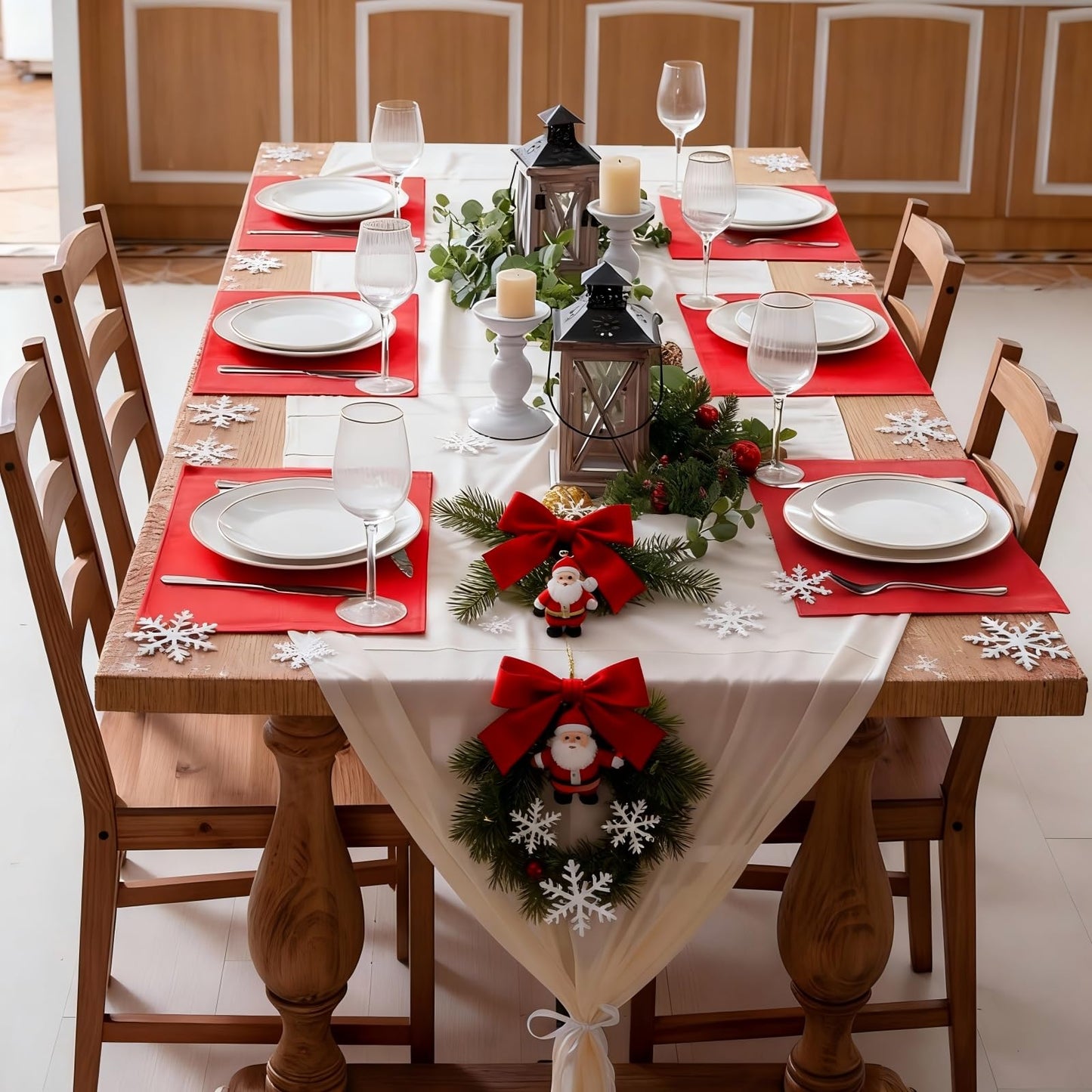Rinpon Cloth Red Placemats Set of 8, Linen Type Fabric Placemats Machine Washable Heat Resistant Placemats Polyester Place Mats for Halloween, Thanksgiving, Christmas and Valentine Dining Table (Red)