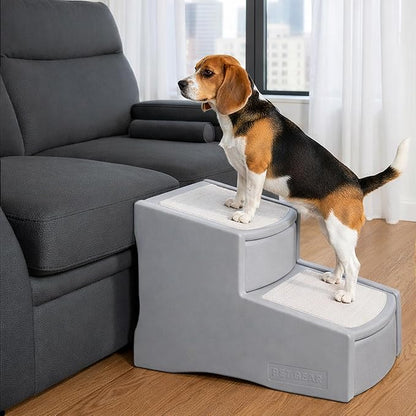 Pet Gear Easy Step II Pet Stairs, Sea Salt, 2 Step | For Cats/Dogs up to 150 Pounds, Portable, Removable Washable Carpet Tread, No Tools Required