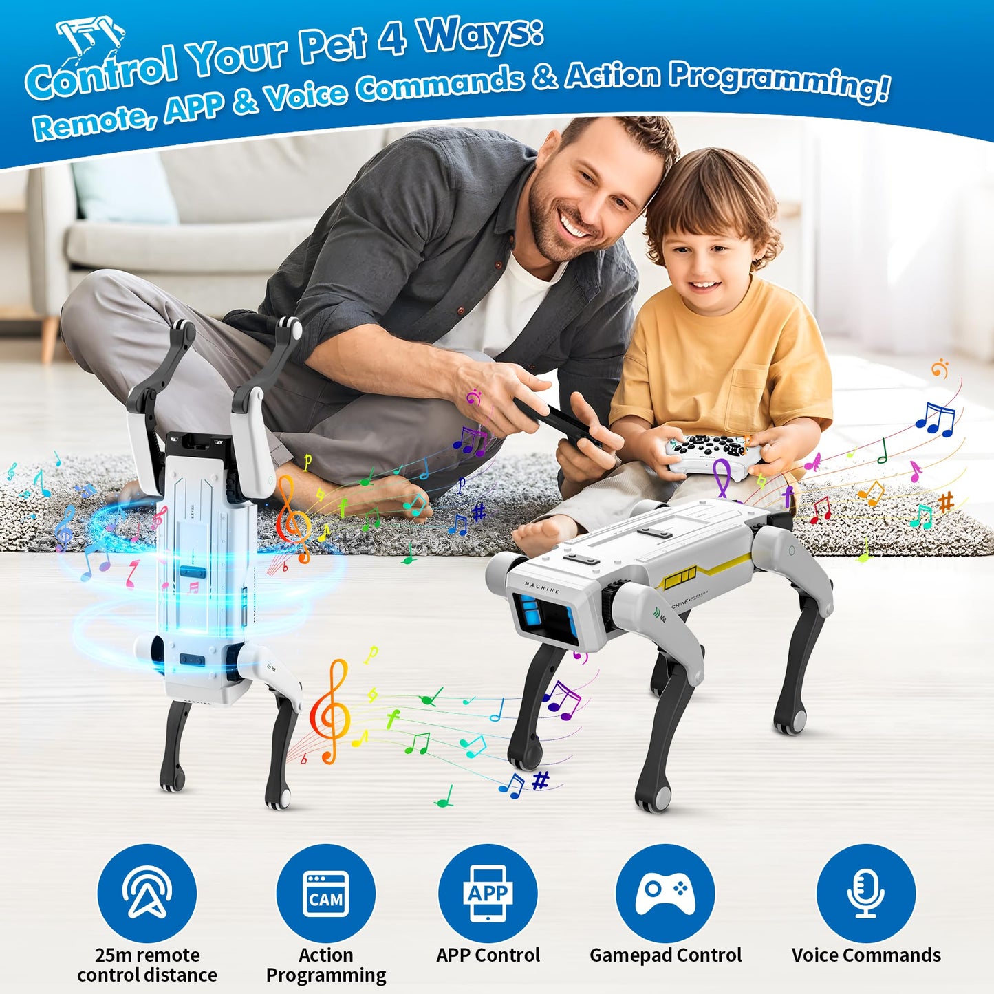 Dingdongwu Smart Robot Dog - Interactive STEM Pet with Voice Control, 30+ Actions & APP Programming, Durable Design for Kids Age 6+ (Compatible with iOS/Android)