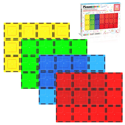 PicassoTiles Magnetic Building Block Tiles Supersize Stabilizer Base Toy Large Size Magnet Tile Plate Jumbo XL Add On Durable Foundation Compatible Education Construction STEM Learning Stacking Set