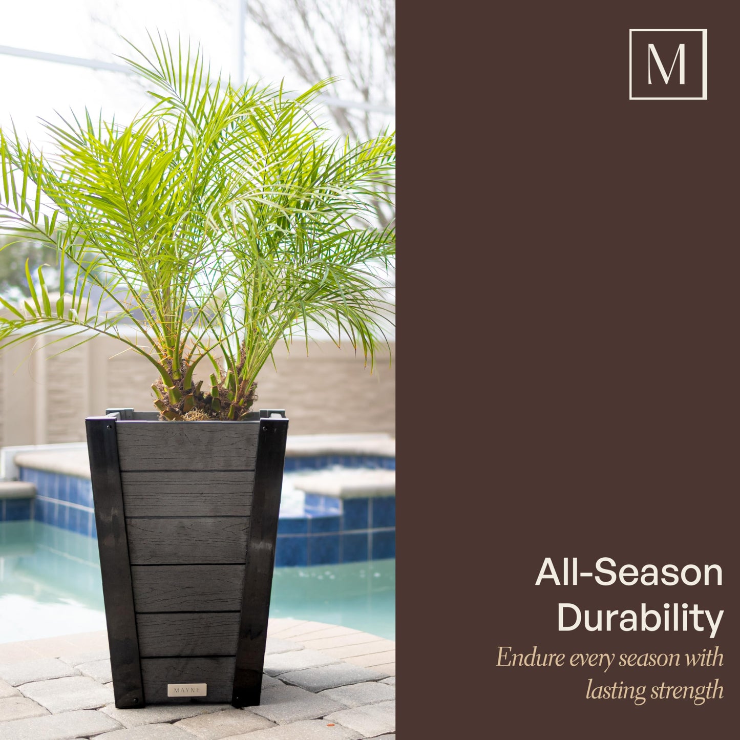 Mayne Vista 18in Outdoor Planter 2-Pack- Modern Tall Tapered Design with Drainage Hole for All Season Use - Ideal Front Porch Decor & Patio Planter - Easy Assembly