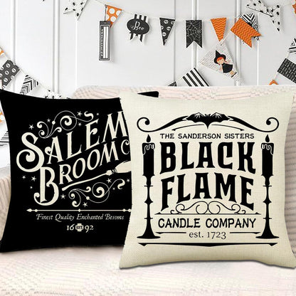 LEIOH Halloween Decorations Pillow Covers 18x18 Set of 4 Halloween Decor Hocus Pocus Farmhouse Saying Fall Decor Pillows for Home Sofa Couch