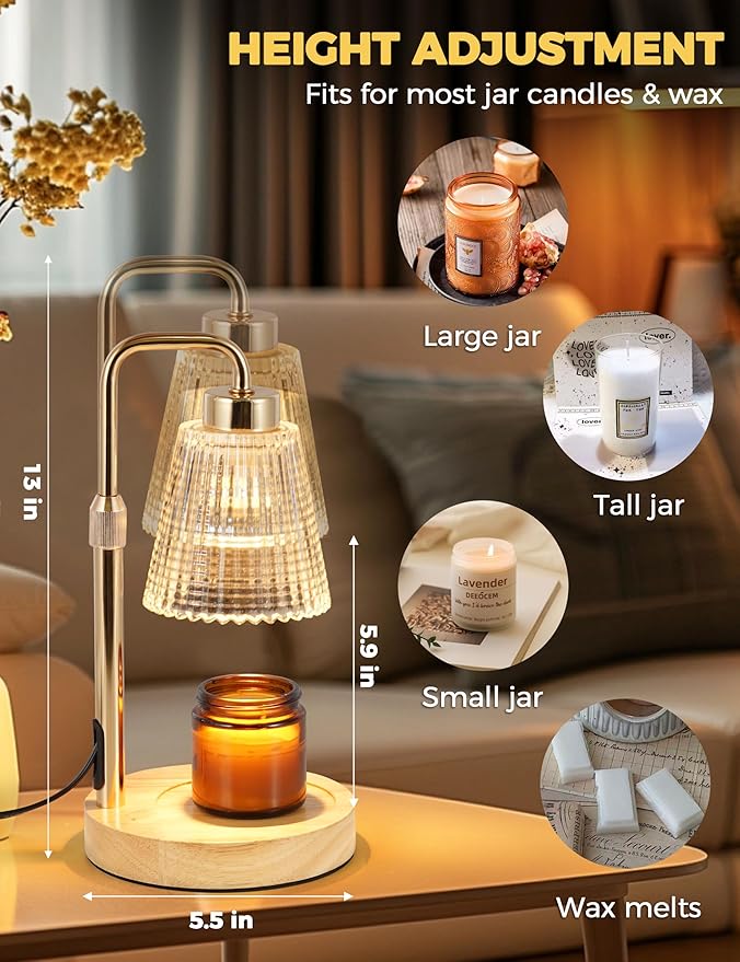 GODONLIF Candle Warmer Lamp with Cycle Timer, Birthday Gifts for Women Mom Her, House Warming Gifts New Home Room Decor, Wax Melt Warmer for Jar Candles with 2 Bulbs