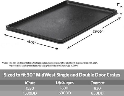 MidWest Homes for Pets 30-Inch Replacement Pan, Measures 29.06 x 18.51 x 1 Inches, Universal Leak-Proof Tray for Dog Crates & Multi-Purpose Use, Fits Most Standard 30" Wire Crates