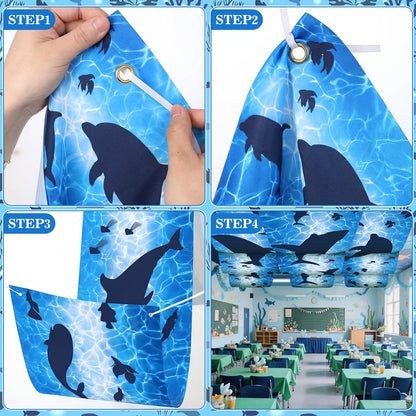 Feifeiya 3 Pcs Under The Sea Ceiling Decorations 24 Inch x 12 ft Vbs 2026 Decorations Summer Ocean Birthday Party Decor Ceiling Cover Banner for Summer Vocation Church Sunday School Daycare Classroom
