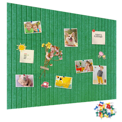 15 Pack Felt Bulletin Board, 35" x 59" Large Green Pinboard with 30 Push Pins, Felt Pin Board, Self-Adhesive Cork Board Tiles for Home, Office Walls, School Classroom Message Photos Display