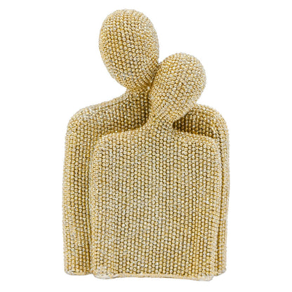 Hugging Couple Statue, Sparkling Golden Romantic Resin Lovers Figurine, Modern Abstract Art Sculptures for Home Living Room Bedroom Office Bookshelf Decor, Luxury Wedding & Valentine's Day Gift
