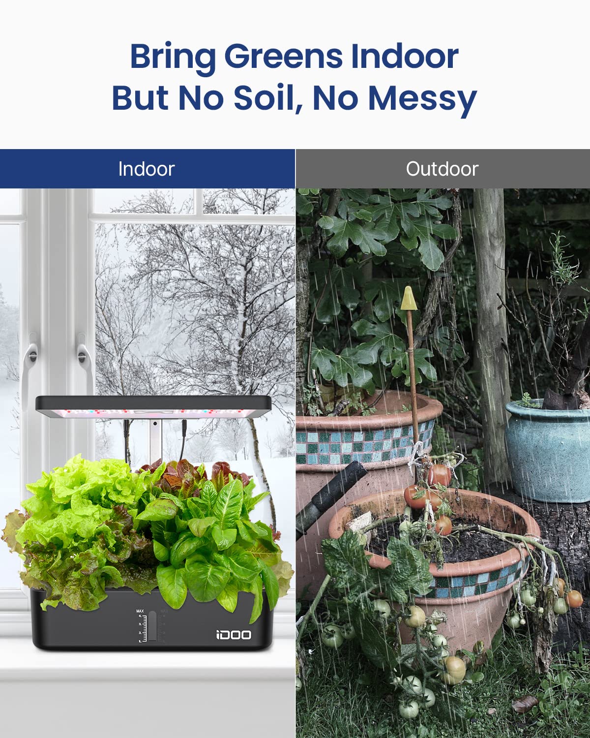 iDOO for Dad, Hydroponics Growing System Kit 12Pods, Indoor Herb Garden, with LED Grow Light, Built-in Fan, Auto-Timer, Adjustable Height Up to 11.3", for Home School Office