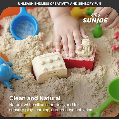 Sun Joe Silica Play Sand for Sandbox, Sensory Table & Garden Spaces, Ultra Fine, 50 Lb Bag - Indoor and Outdoor Natural Craft Accessory for Molding, Digging, Sculpting and Gardening, PLYSAND50