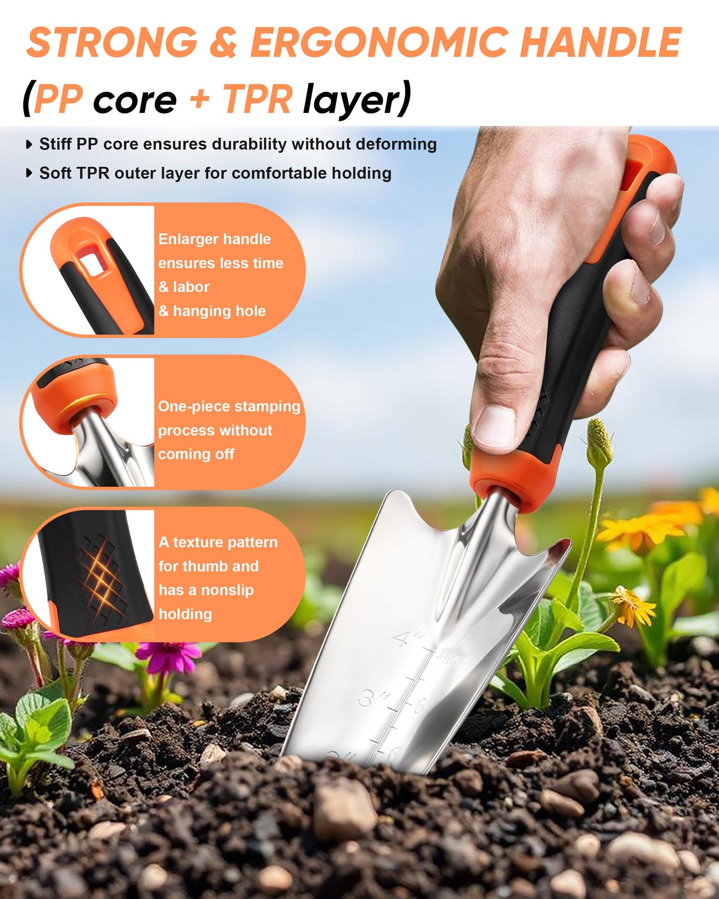 9-Piece Stainless Steel Garden Tools Set, HaSteeL Outdoors Gardening Hand Utensils Kit with Storage Bag, Rust Resistant, Heavy Duty, Gift for Women/Man/Gardeners