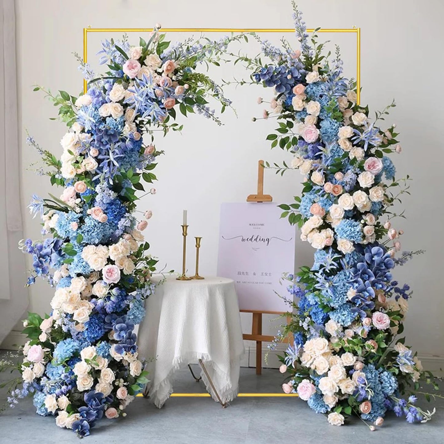 CHUN QIANG CAI DESIGN Metal Wedding Arch Backdrop Stand 6.6x5 FT Gold Square Balloon Arch Frame for Wedding, Birthday Party, Baby Shower Ceremony Decoration