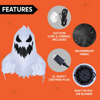 Joiedomi 4.5 FT Tall Halloween Inflatable Ghost Outdoor Decoration, Ghost Blow Up Yard Decorations with Rotating LED for Scary Halloween Decor, Window Decor