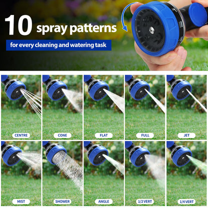 Seatern Telescoping Watering Wand for Garden Hose, 36”-54” Adjustable, 10 Spray Patterns, Heavy-Duty Hose Nozzle with Thumb Control & Pivoting Head, Ideal for Hanging Baskets and Shrubs, Blue