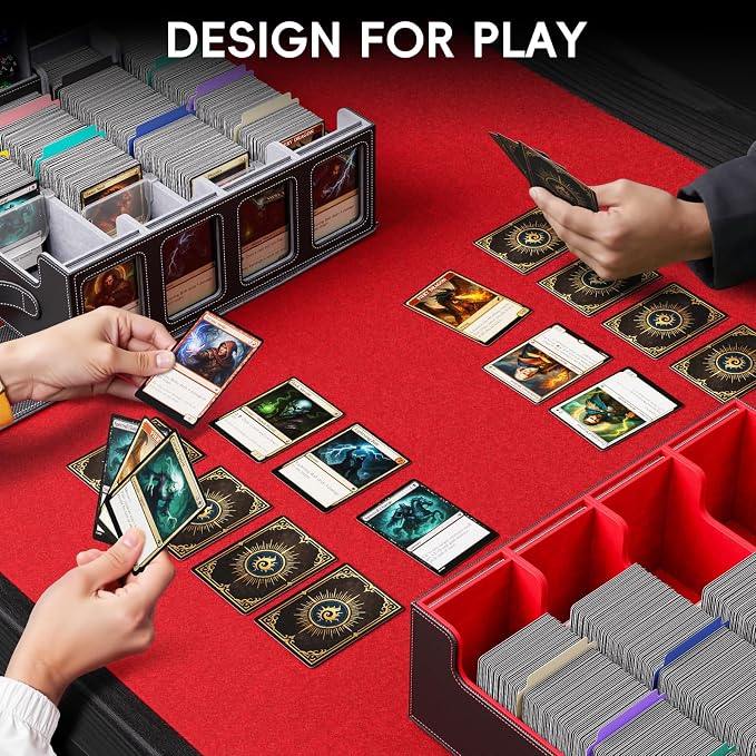 Trading Card Storage Box – 3500+ Magnetic MTG Deck Box with Handle,Commander & Toploader Display, Dice Box,4 Dividers & 30 Color Labels – Fits for TCG,MTG,Yu-Gi-Oh and Sport cards