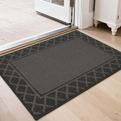 BEQHAUSE Door Mat Indoor Entrance Dirt Trapper Rugs for Entryway Non Slip Welcome Mat Absorbent Floor Mat Low Profile Washable Front Doormat for Dirty Paws, 20" x 32", Black