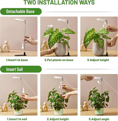 LBW Grow Light for Indoor Plants, Height Adjustable Plant Grow Lamp with Auto On/Off Timer 6/8/12/16H, 3 Colors,5 Dimmable Brightness, for Small Plants, White, 5 Packs