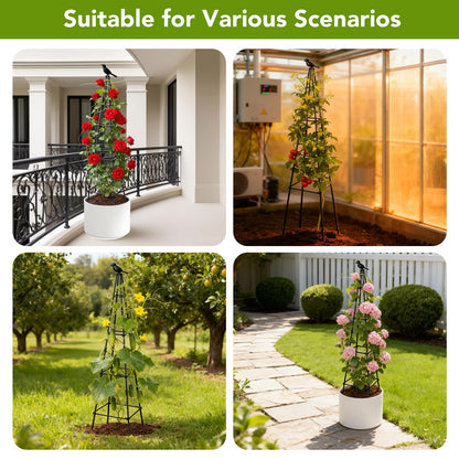 2 Pack Garden Trellis for Climbing Plants Outdoors, 70inch Tower Obelisk Trellis for Potted Climbing Plants, Plant Support for Potted Flowers, Roses, Tomatoes, Cucumbers & Vegetables
