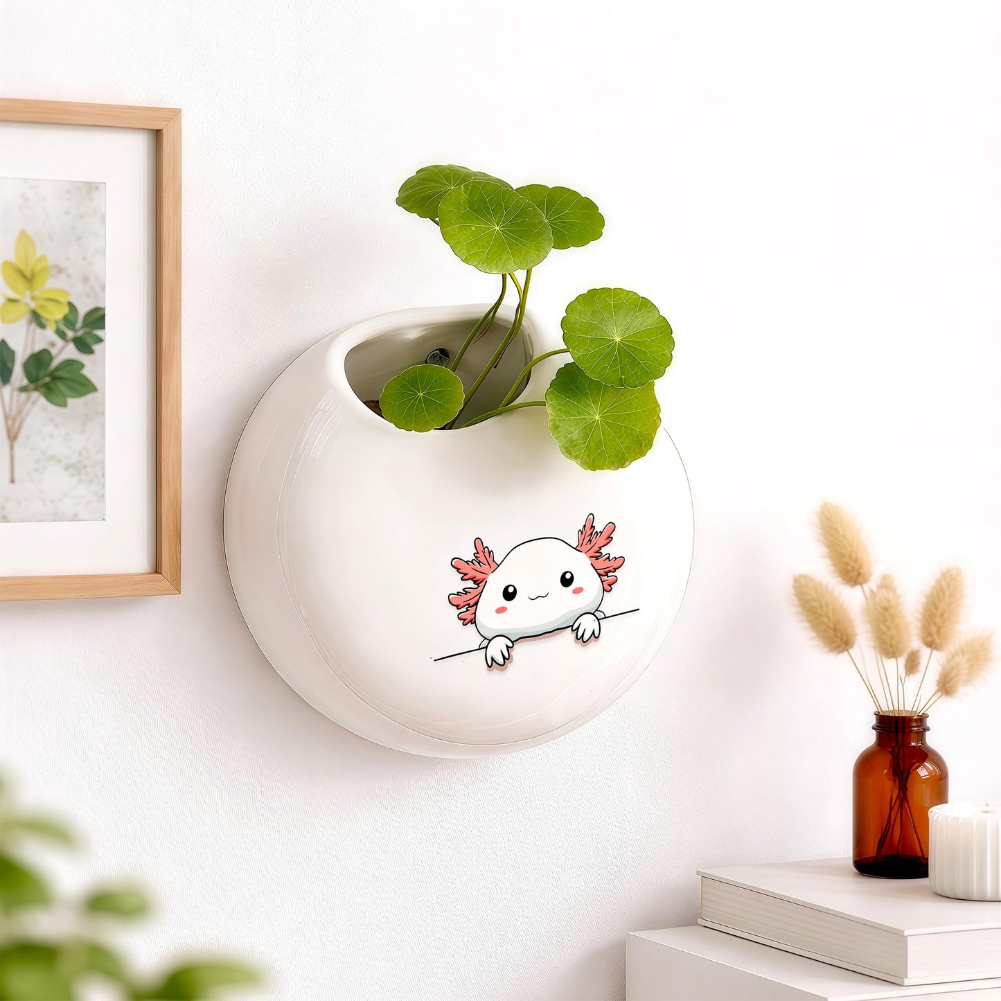 BJDAMAI Axolotl Small Wall Planters for Indoor Outdoor Pots Ceramic, Gifts for Women Teens Girls Kids, Axolotl Lovers Themed Gifts Decor Stuff Things Items!