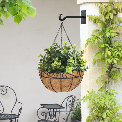 Qiang Ni Bird Feeder Hanger: 8-Inch Wall-Mounted Plant Bracket Outdoor - 2 Pieces Black Plant Hooks for Hanging Flower Baskets