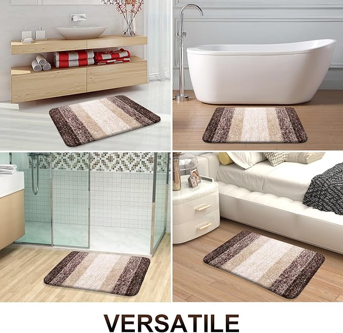 OLANLY Bathroom Runner Rugs Mat 47x20, Extra Soft Absorbent Microfiber Bath Rugs, Rubber Backing, Quick Dry, Washable Long Bath Mats for Bathroom Floor, Tub and Shower, Home Decor Accessories, Brown