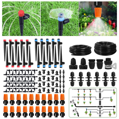 260 FT Drip Irrigation System Kit, Automatic Garden Watering System with 2/5" & 1/4" Tube for Greenhouse, Lawn, Raised Bed, Micro Misting Plant Sprinkler System, Adjustable Drip Emitters