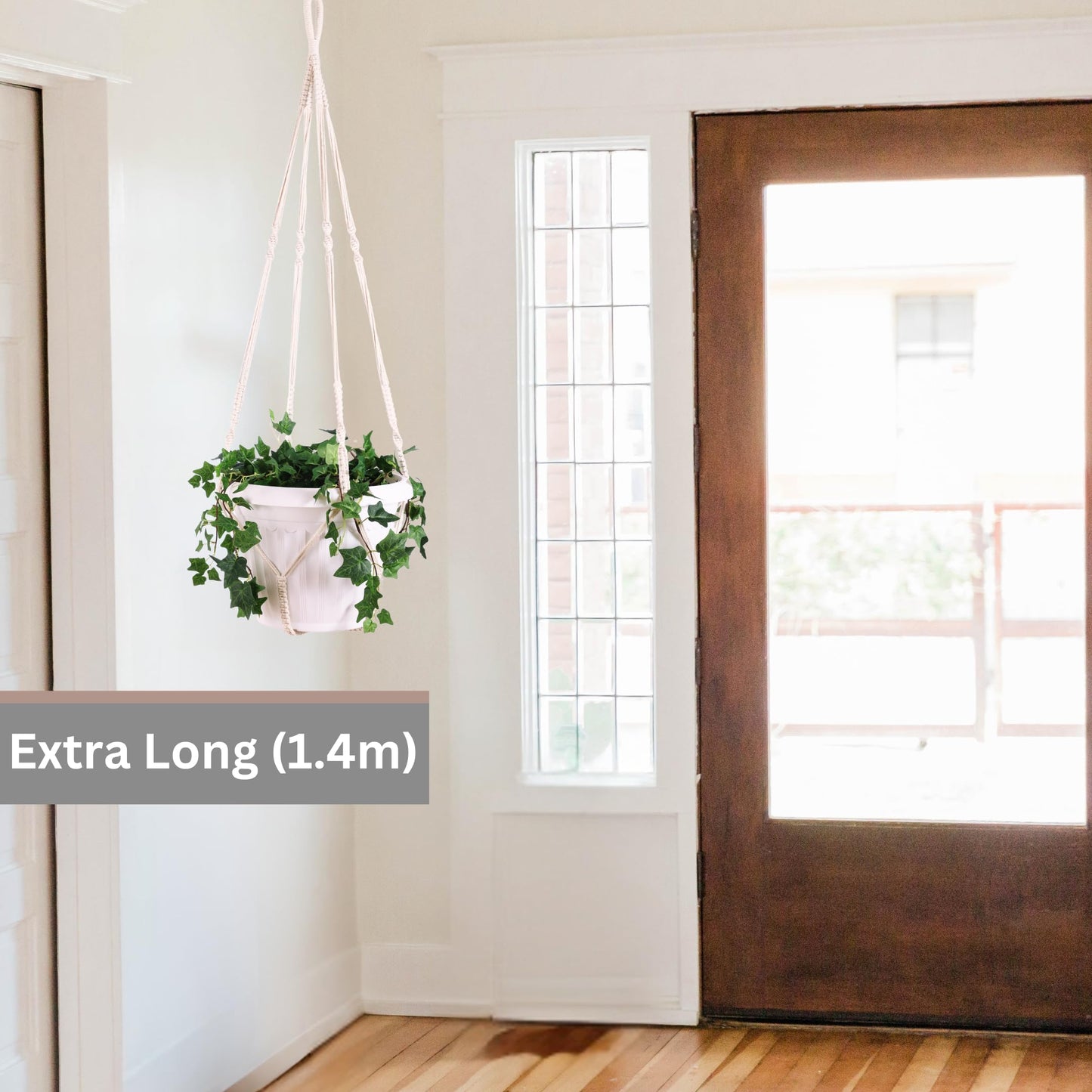 Shineloha Giant XXL 55 Inches Macrame Planter Hanger Large for 15 inch Pot + Swag Hook | Extra Large Hanging Planter for Indoor Plants | No Pot/Plant Included (XXL)