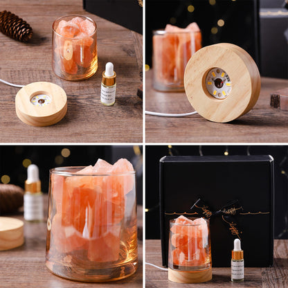 Himalayan Salt Stone Essential Oil Diffuser - Lavender Essential Oil Gift Set - Natural Aromatherapy Diffuser for Home & Office - Stress Relief & Air Purifier - Gift for Women