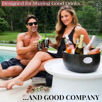 Gusto Nostro Large Beverage Tub for Parties - Metal Tub for Wine Bottles,Champagne,Beers - High Capacity Ice Bucket for Drinks - Extra Large Ice Buckets for Parties (22 qt) Outdoor Party Drink Bucket