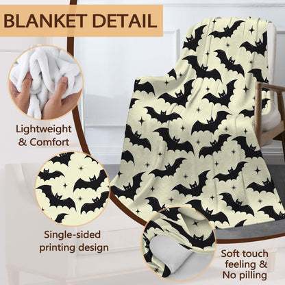 Throw Blanket for Couch,Gothic Bats Plush Fall Throw,Halloween Soft Fluffy Blanket for Sofa Decoration,Flannel Fleece Blanket for Naps,Reading,Traveling,Camping,50 X 60 Inch