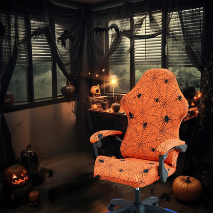 ACOFRR Gaming Chair Covers Slipcovers, Stretch Removable Washable Computer Reclining Gaming Chair Protector Slipcovers with Armrest Cover (No Chairs) (Halloween-Spider Web01)