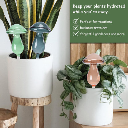 Chonsun Mushroom Plant Watering Globes 3PCS Plant Watering Devices Glass Self Watering Planter Insert Automatic Plant Waterer Indoor