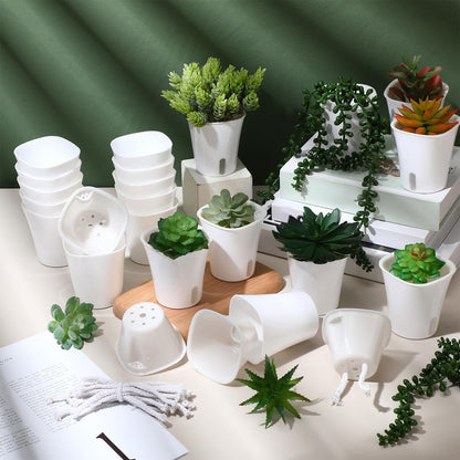 Ziliny 20 Pcs 3 Inch Self Watering Pots Self Watering Planters for Indoor Planters Plastic Garden Flower Pots with Level Indicator Vents for Herbs