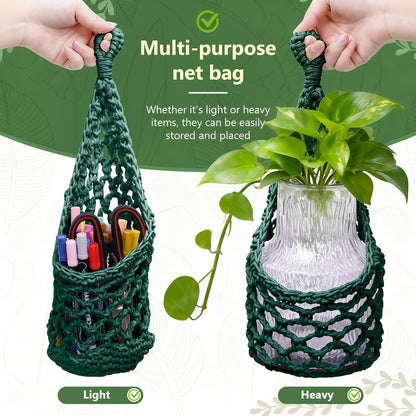 HOREAKHJ Macrame Wall Plant Hanger, Hanging Planter Basket Holder, Wall Planters for Indoor Plants, for Up to 6 Inch Pot (Green, 6-Inch)
