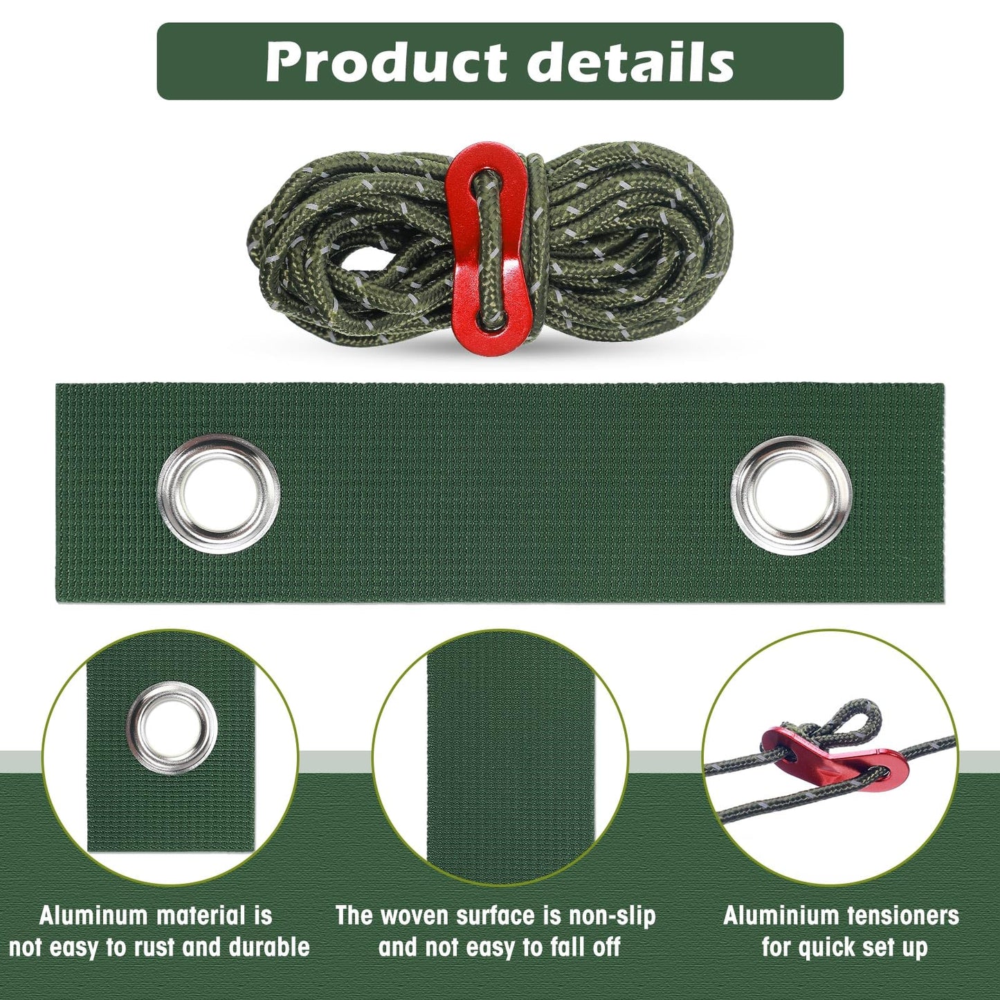 Sintuff 9 Set Heavy Duty Tree Stake Kit 5.91 Inches/ 15 cm Tree Straps for Staking and 13.12 ft/ 4 m Dock Lines Rope for Support Anchoring Home Leaning Plant Straightening Garden Tent (Green)