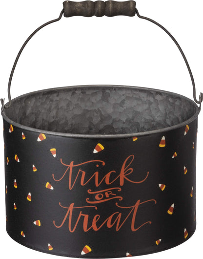 Primitives by Kathy Halloween Metal Buckets, Set of 2, Trick or Treat, Happy Halloween