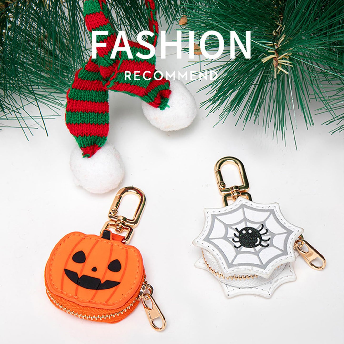Ligficn Keychain Charms Cute Pumpkin Spider Funny Mini Coin Purse Backpack Keychain Bag Charm Chain Accessories for Women
